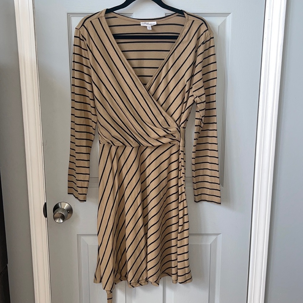 Allison Brittney Long Sleeve Striped Wrap Dress